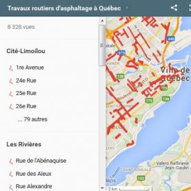 782 chantiers pour éliminier les nids-de-poule : voici une carte!