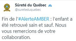 ALERTE AMBER TERMINÉE