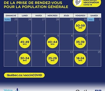 Québec ouvre la vaccination à l'ensemble de la population Québec ouvre la vaccination à l'ensemble de la population