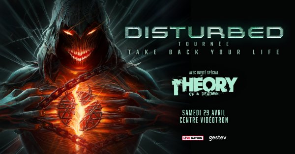 Annonce de tournée mettant en vedette Disturbed!